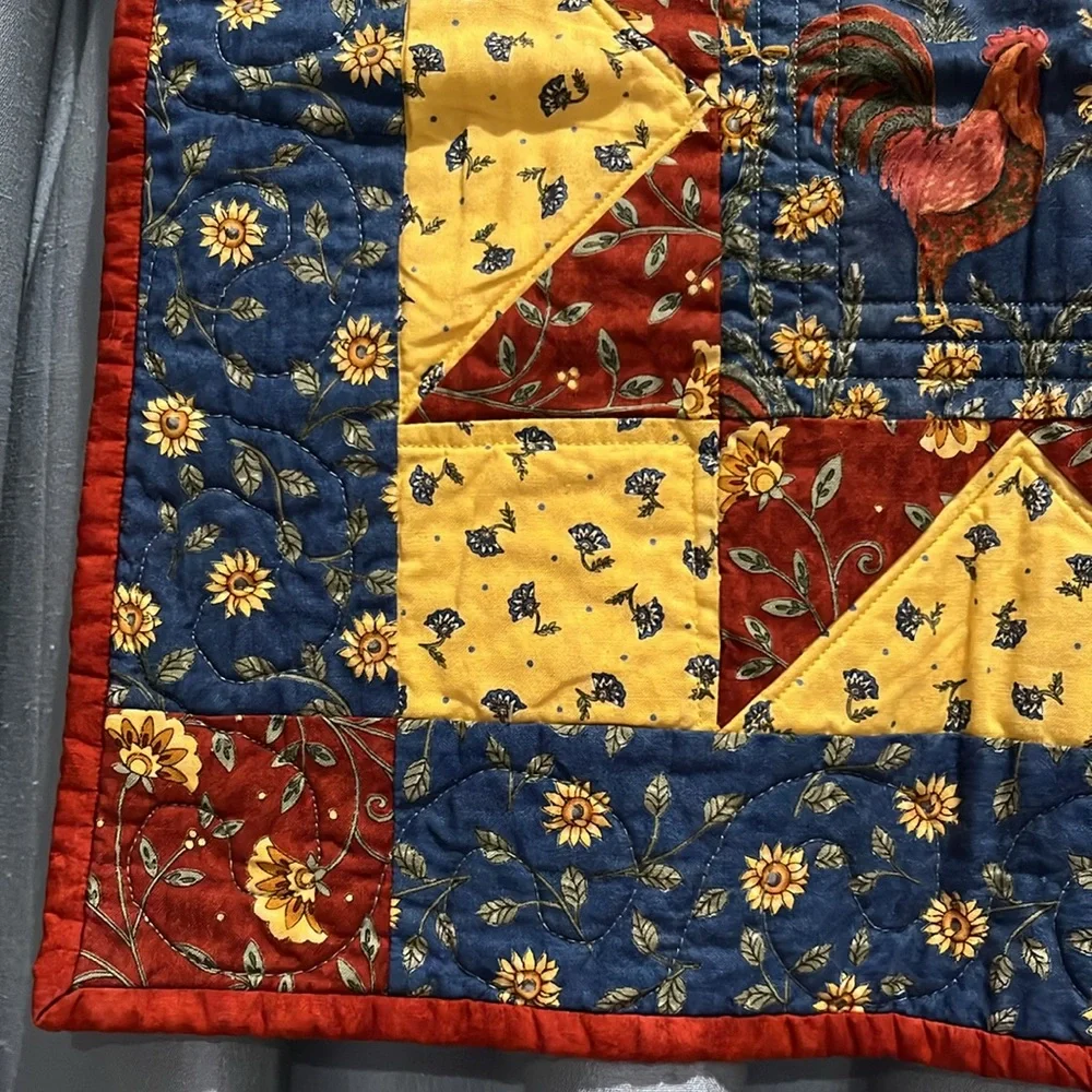 Quilted Wall Hanging German Star w/ Rooster Tuscan Kitchen Tuscan Colors